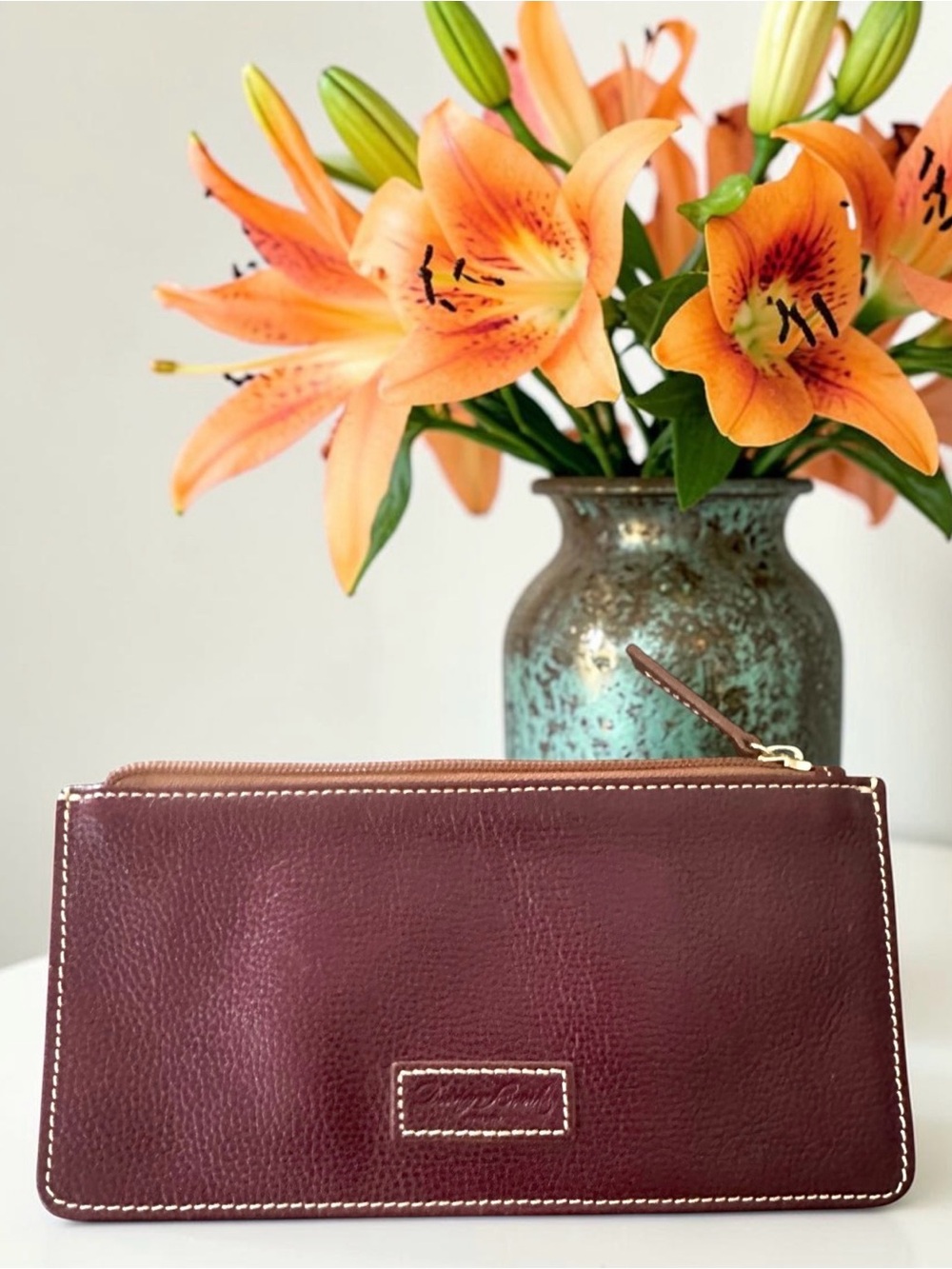 Dooney & Bourke Smooth Italian Burgundy Leather Satchel w/Wallet 8.5 x 4 Set - Picture 15 of 17